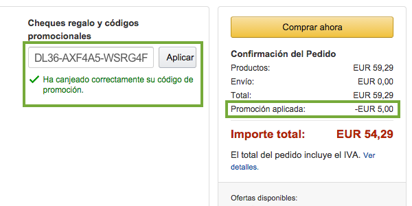 codigo de descuento amazon