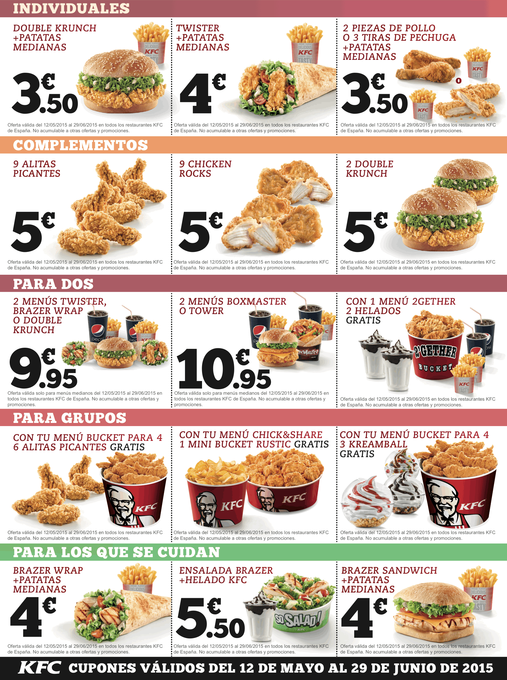 Cupones descuento KFC hasta el 29 de junio