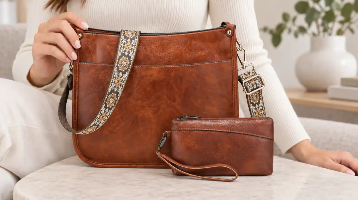 Juego de bolso bandolera BAIGIO y cartera para mujer con correa ancha