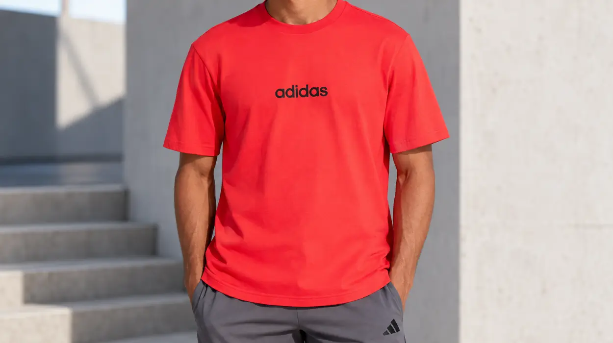 Camiseta Adidas Essentials Linear roja para hombre