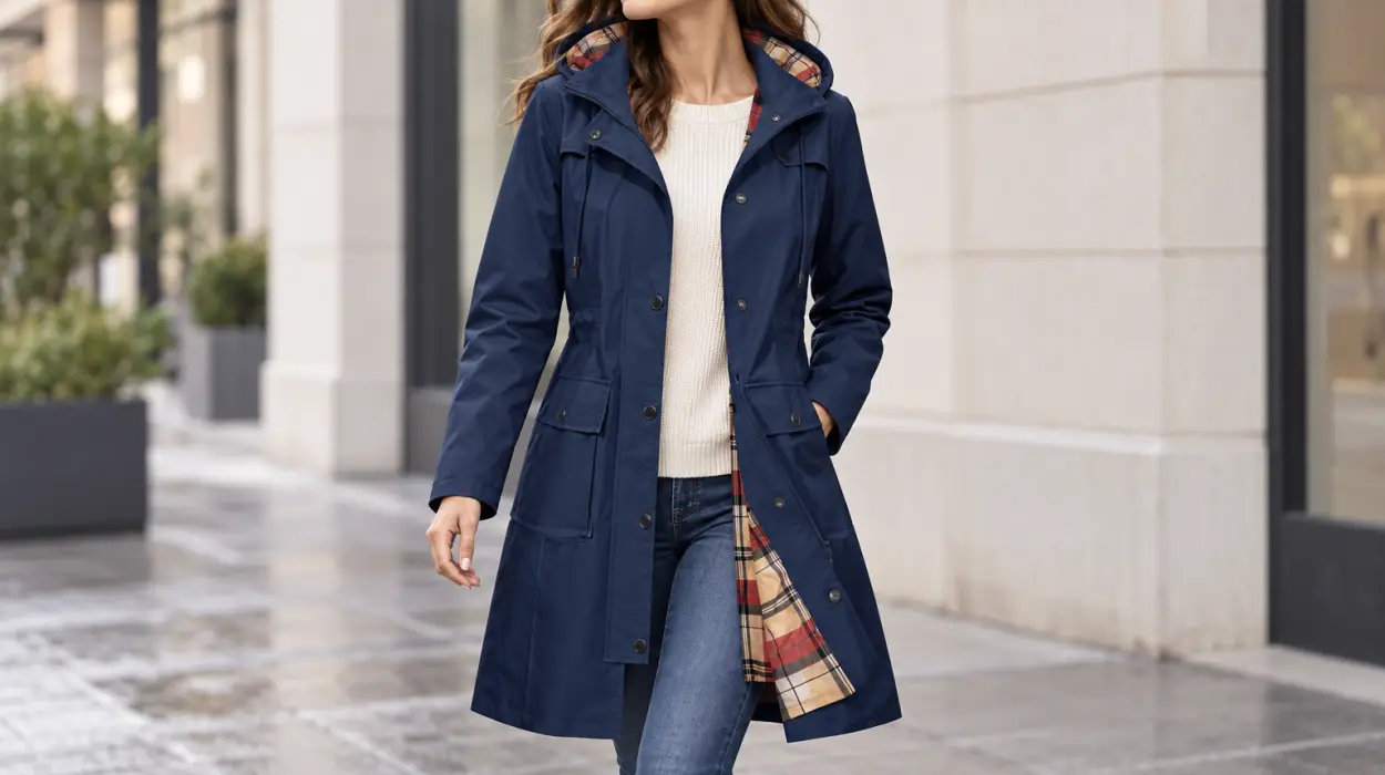 Chubasquero largo Heekpek impermeable con capucha para mujer en varios colores
