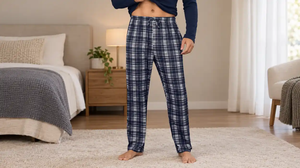 Pijama Litherday de algodón, manga larga y pantalón de cuadros para hombre