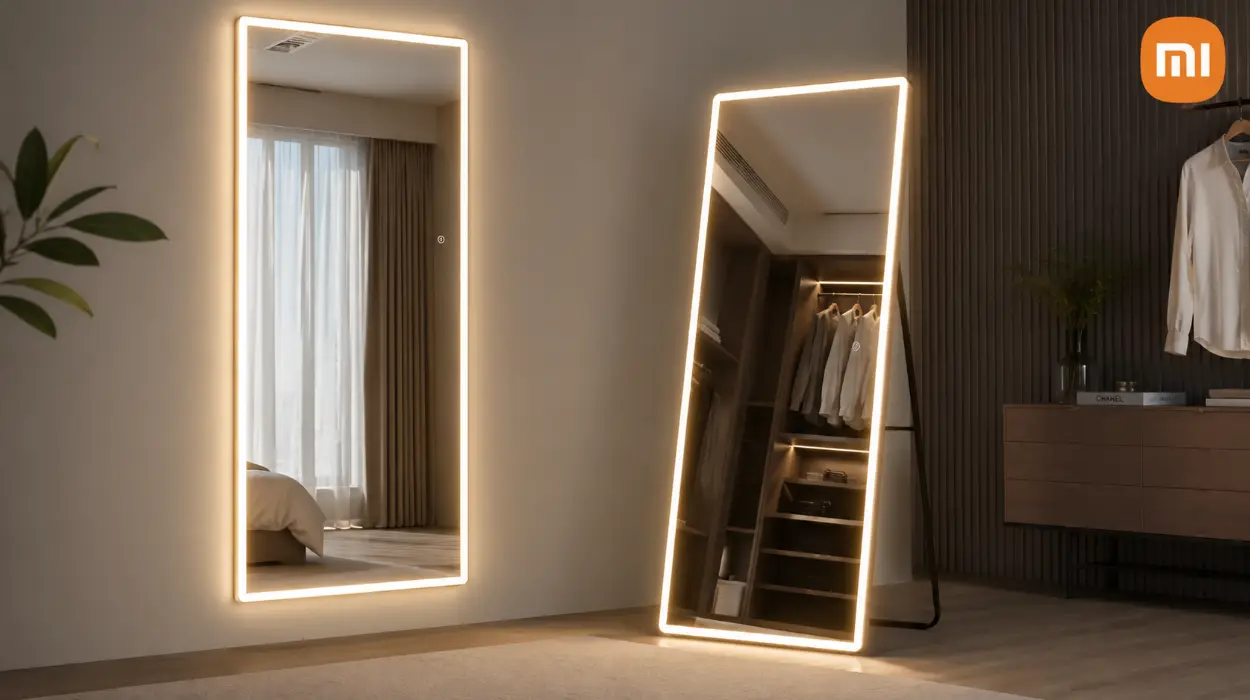 Espejo de cuerpo entero con luces LED regulables, 180 x 80 cm, montado en pared